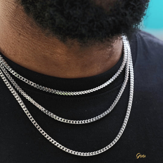 3mm Franco Link Chain White Gold