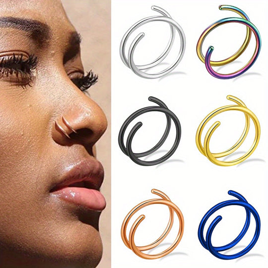 Stainless Steel Double Helix Nose Rings Hot Style Lady Piercing Jewelry