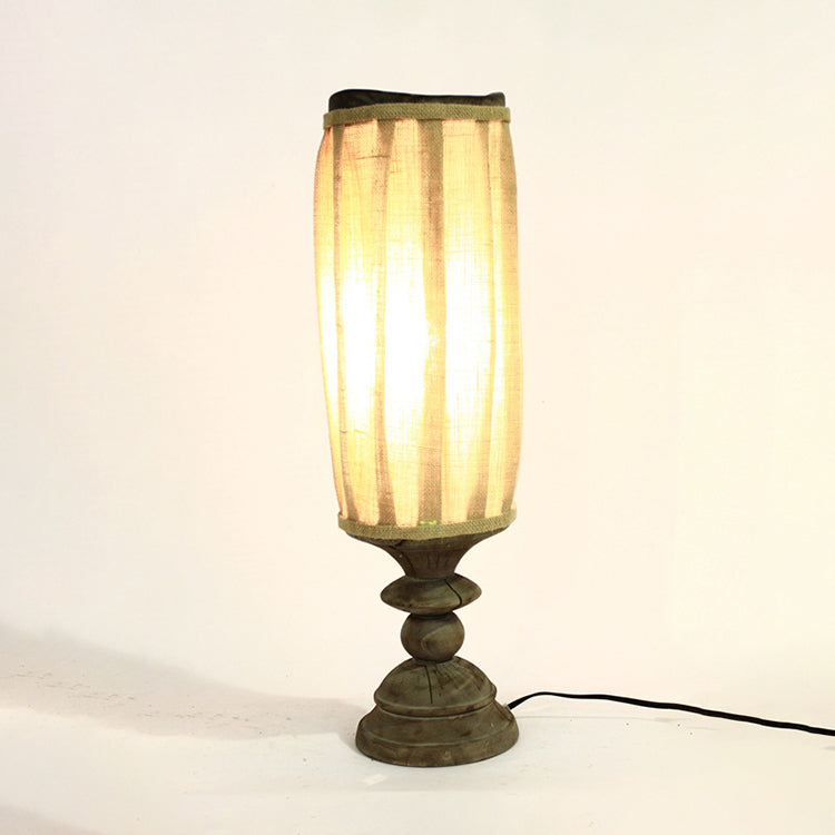 Vintage Table Lamp - Handmade Wooden Lamp
