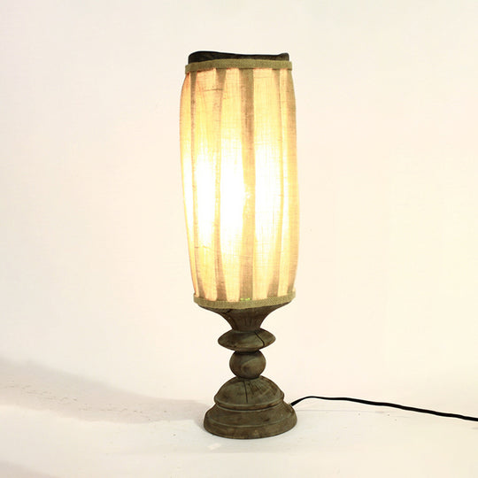 Vintage Table Lamp - Handmade Wooden Lamp