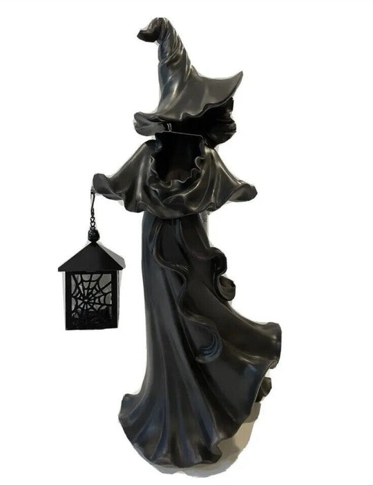 Halloween Witch Figurine Lantern with Soft LED Glow for Spooky Décor