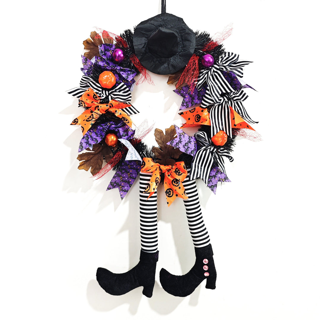 Halloween Witch Leg Garland for Door and Wall Decor, Striped Polyester Fiber