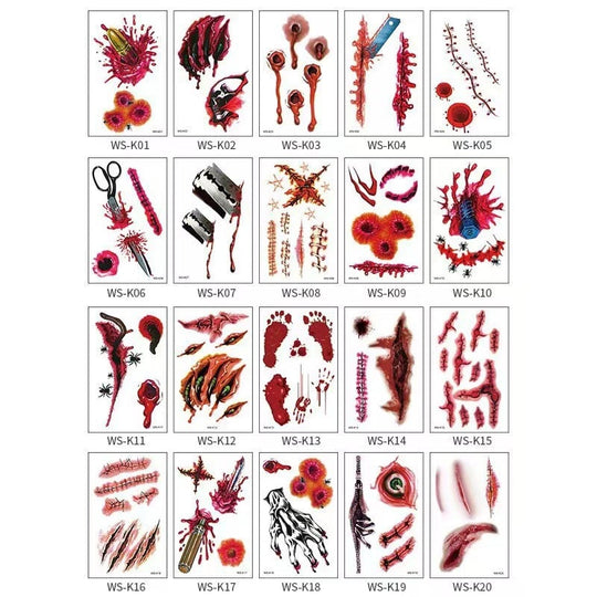 Halloween Temporary Tattoos for Face & Body – Realistic & Easy to Remove