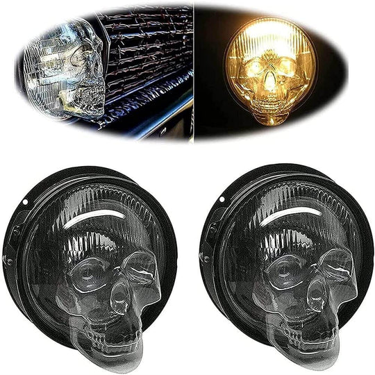 Skull Headlight Covers for Cars Halloween Decor Durable Protection