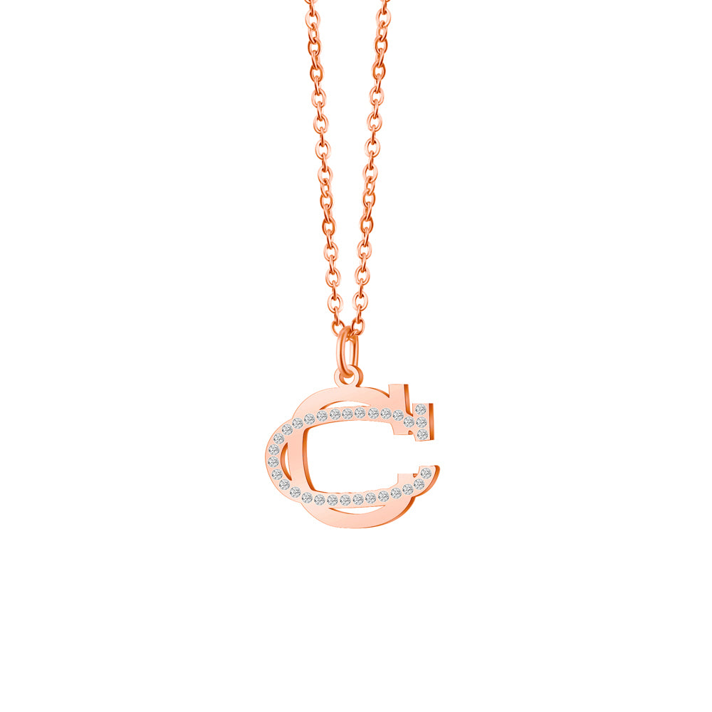 CZ Diamonds Inlaid Initial Necklace