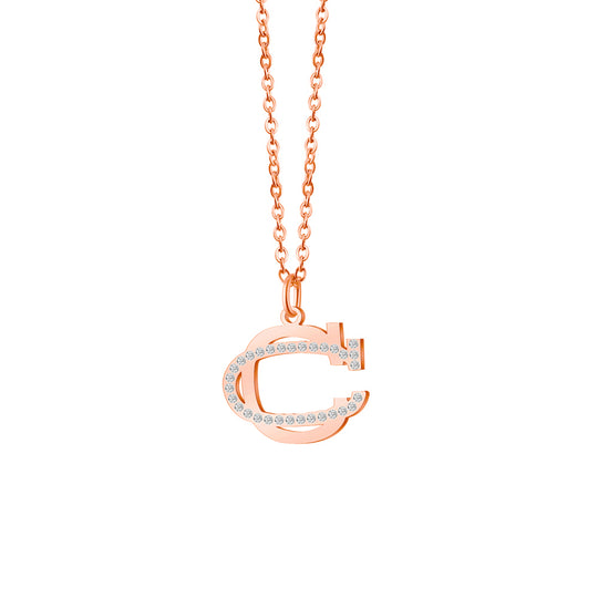 CZ Diamonds Inlaid Initial Necklace