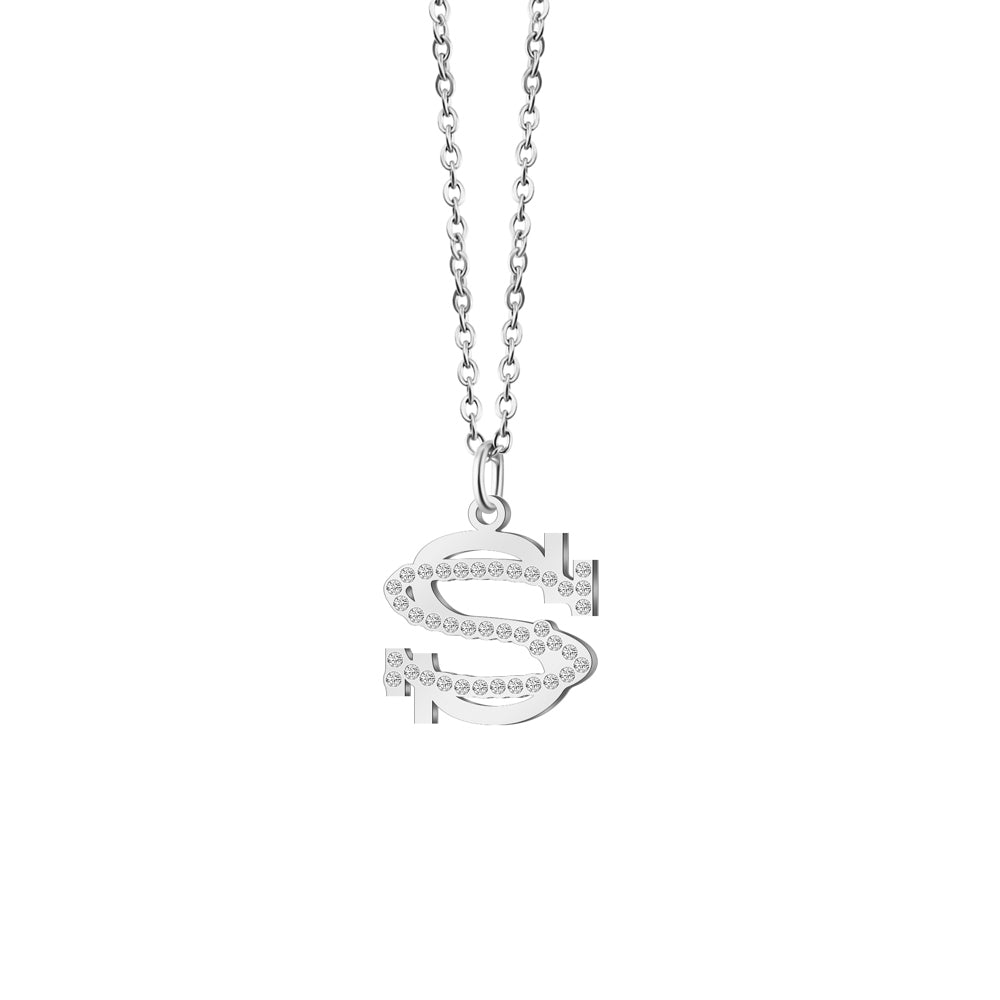 CZ Diamonds Inlaid Initial Necklace