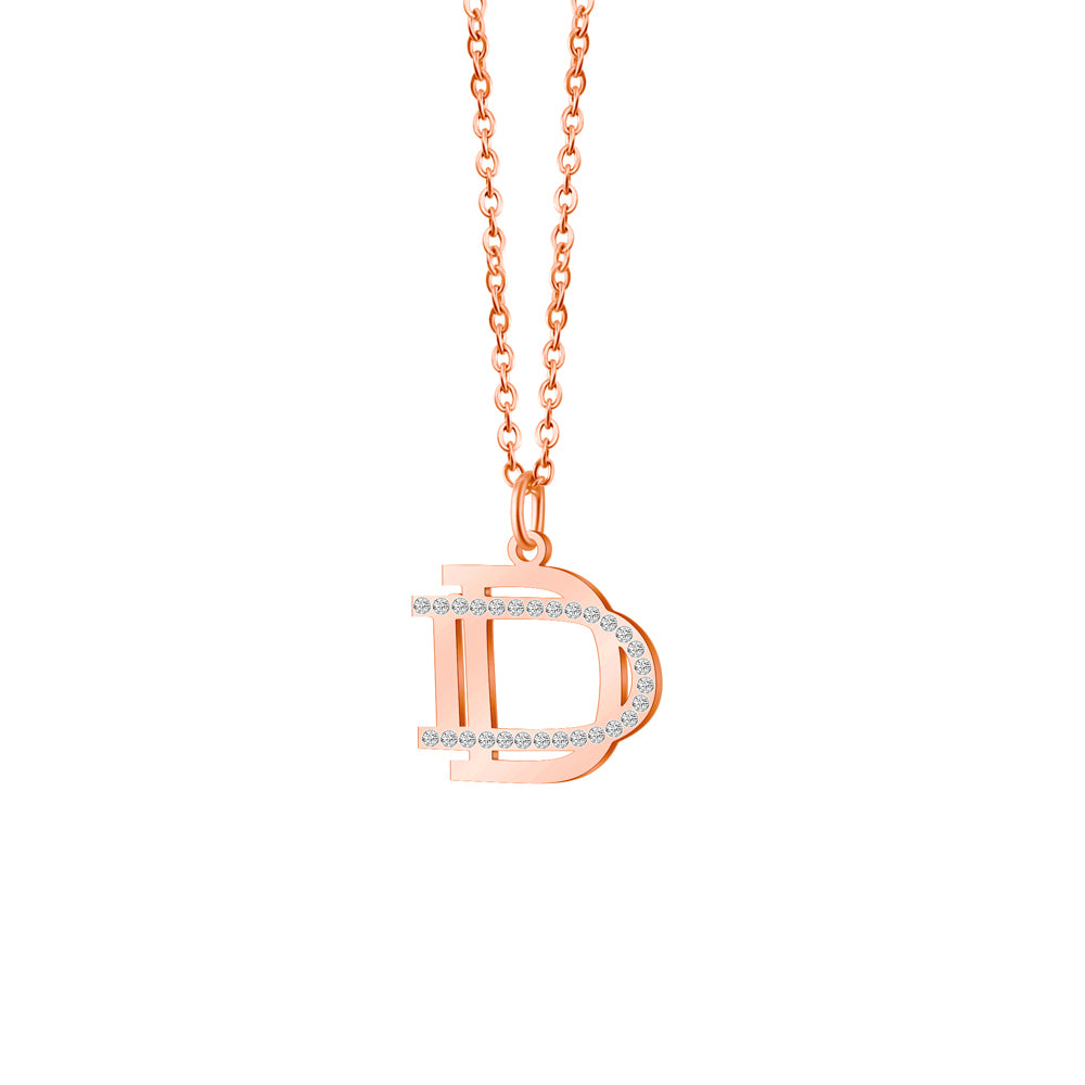 CZ Diamonds Inlaid Initial Necklace