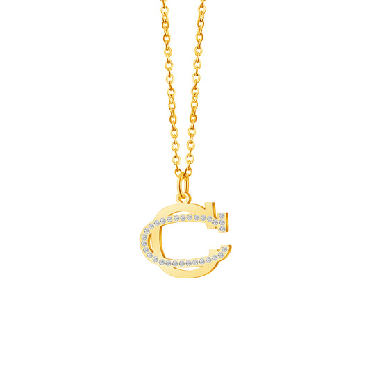 CZ Diamonds Inlaid Initial Necklace