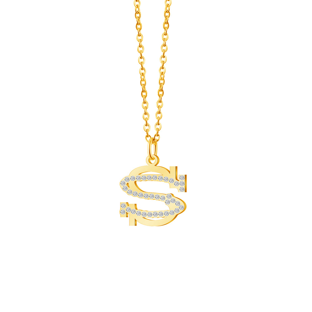 CZ Diamonds Inlaid Initial Necklace