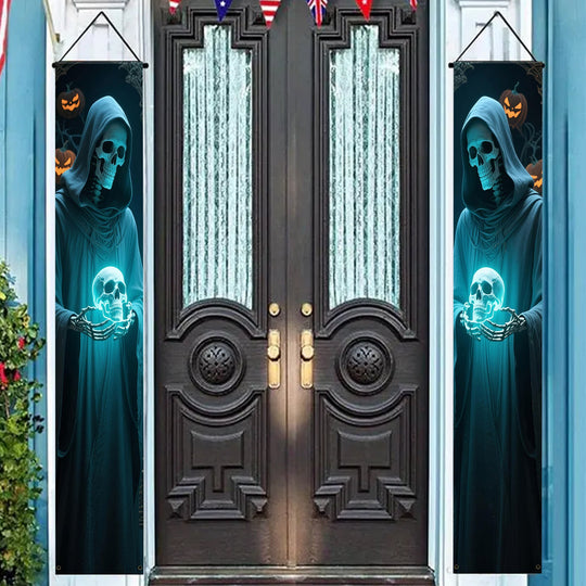 Halloween Skeleton Hanging Banners for Door & Wall Décor, Polyester