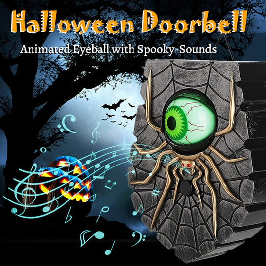 Halloween Animated Doorbell with Spooky Rotating Eyes and Sound Effects
