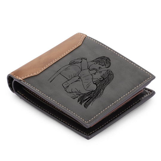 Father's Day Gift Men's Photo Custom Wallet Gray Personalized Gifts