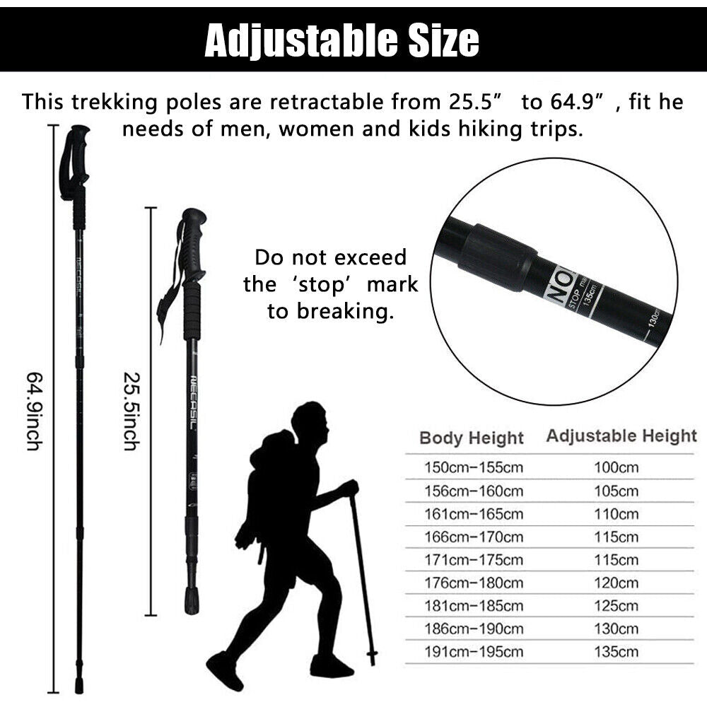 2X Trekking Poles Nordic Hiking Sticks