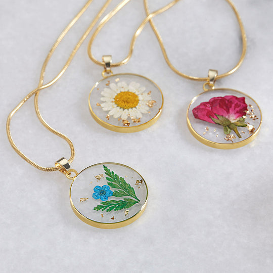 Pressed Birth Flower Necklace