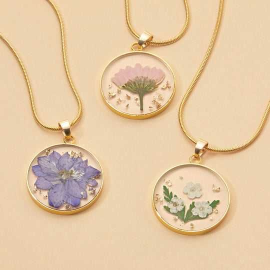 Pressed Birth Flower Necklace