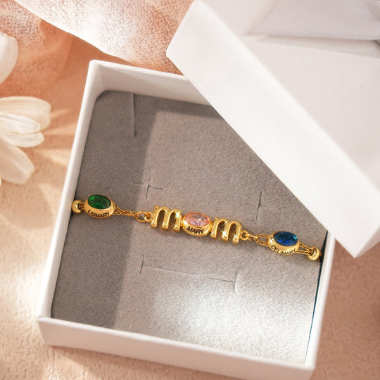 Custom Kids Name Birthstone Mom Bracelet