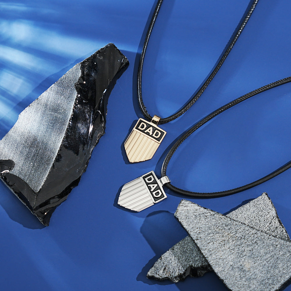 DAD Engraved Shield Pendant Necklace