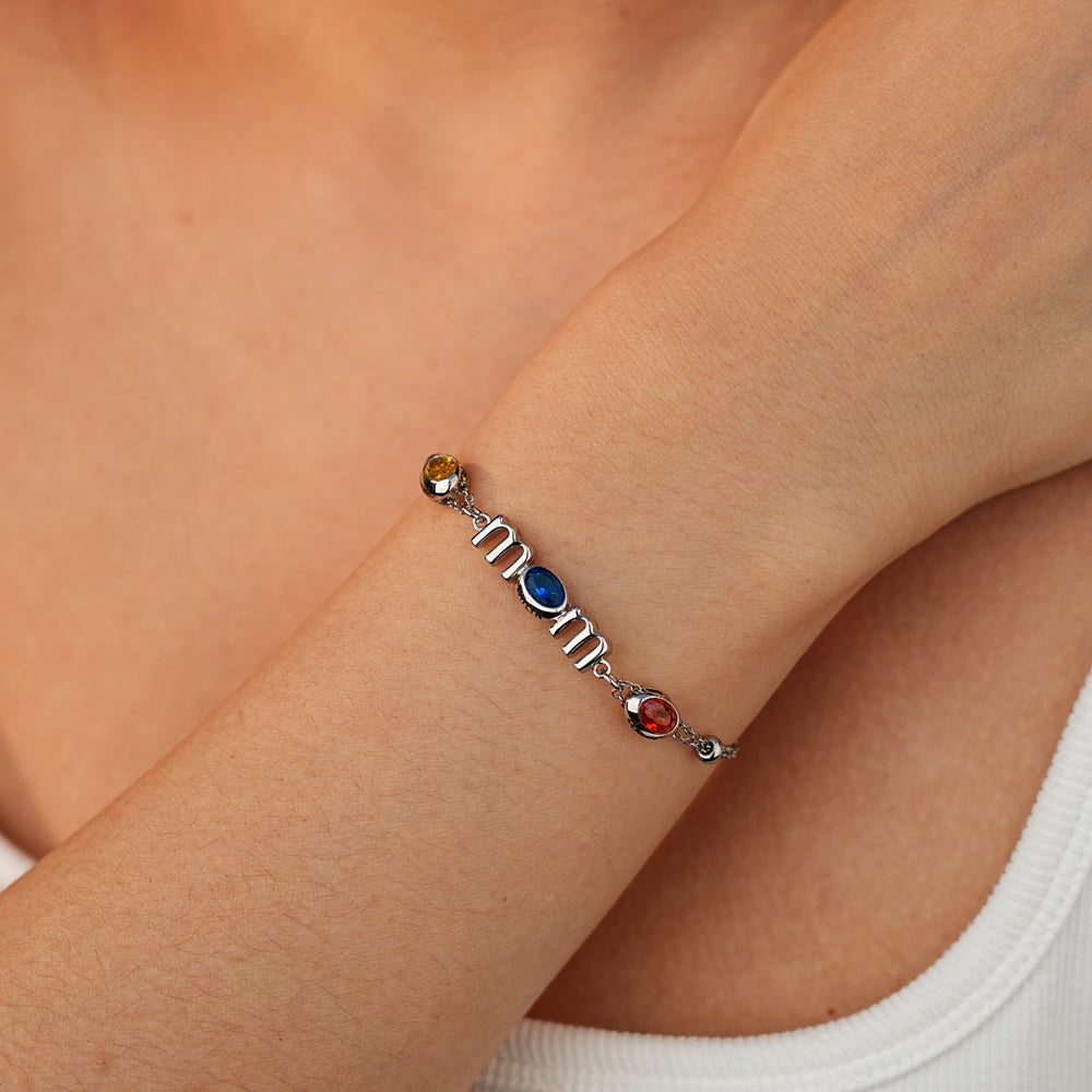 Custom Kids Name Birthstone Mom Bracelet