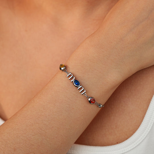 Custom Kids Name Birthstone Mom Bracelet
