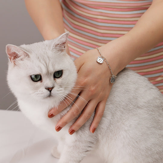 Cat Bracelet With Two Cat Charms