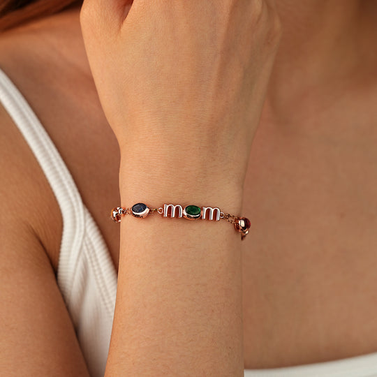 Custom Kids Name Birthstone Mom Bracelet