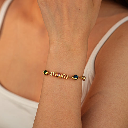 Custom Kids Name Birthstone Mom Bracelet