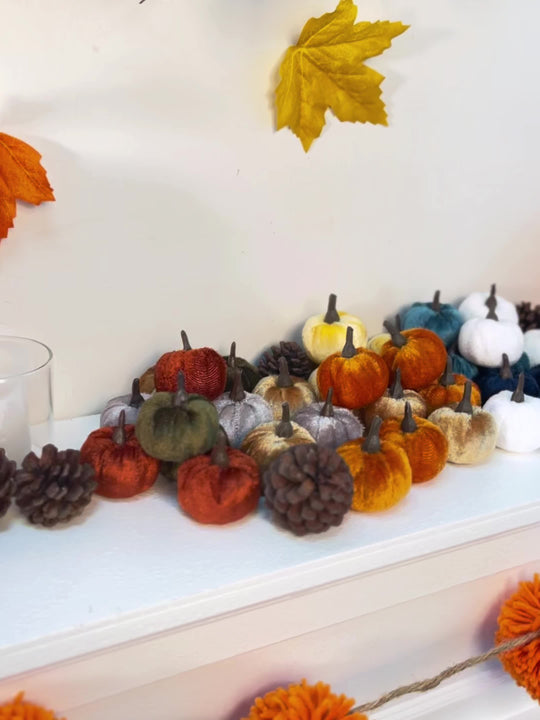 12-Piece Indoor Decorative Pumpkin Set for Halloween and Fall Decor