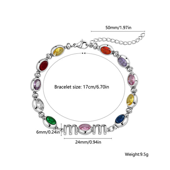 Custom Kids Name Birthstone Mom Bracelet