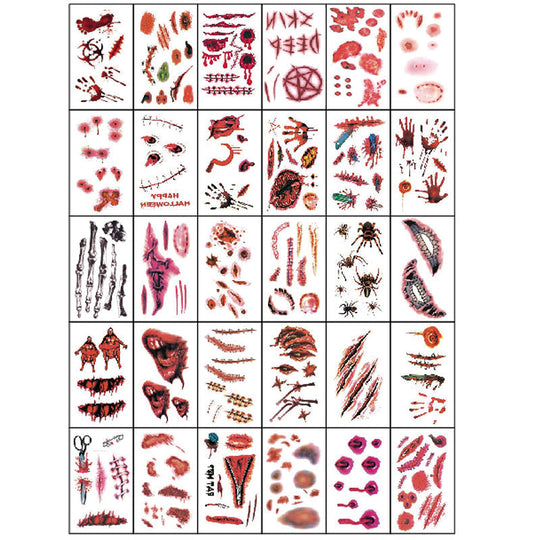 Halloween Temporary Tattoo Stickers for Scary Clown Mouth & Scars