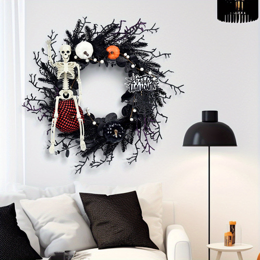 Halloween Skeleton Garland Wall Hanging Decoration Plastic Spooky Wreath