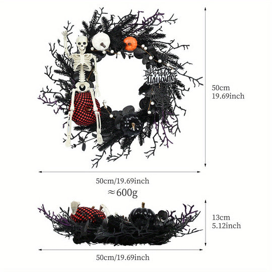 Halloween Skeleton Garland Wall Hanging Decoration Plastic Spooky Wreath