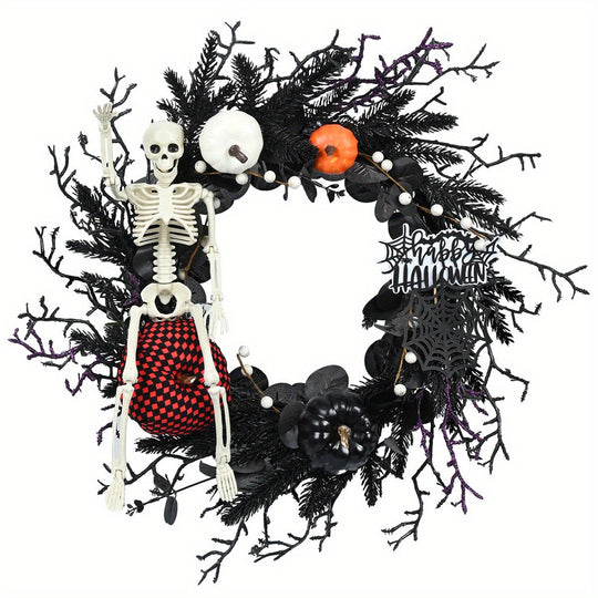 Halloween Skeleton Garland Wall Hanging Decoration Plastic Spooky Wreath