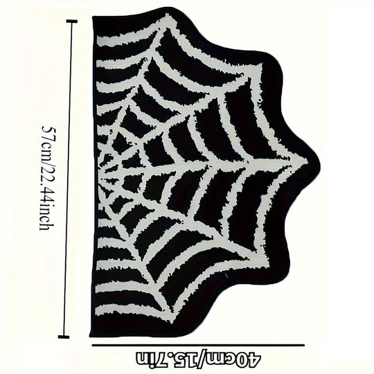 Halloween Spider Web Floor Mat for Entryway – Soft, Machine Washable Polyester
