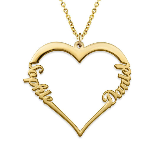 Heart Pendant Necklace with Two Names