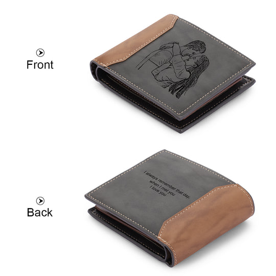 Father's Day Gift Men's Photo Custom Wallet Gray Personalized Gifts