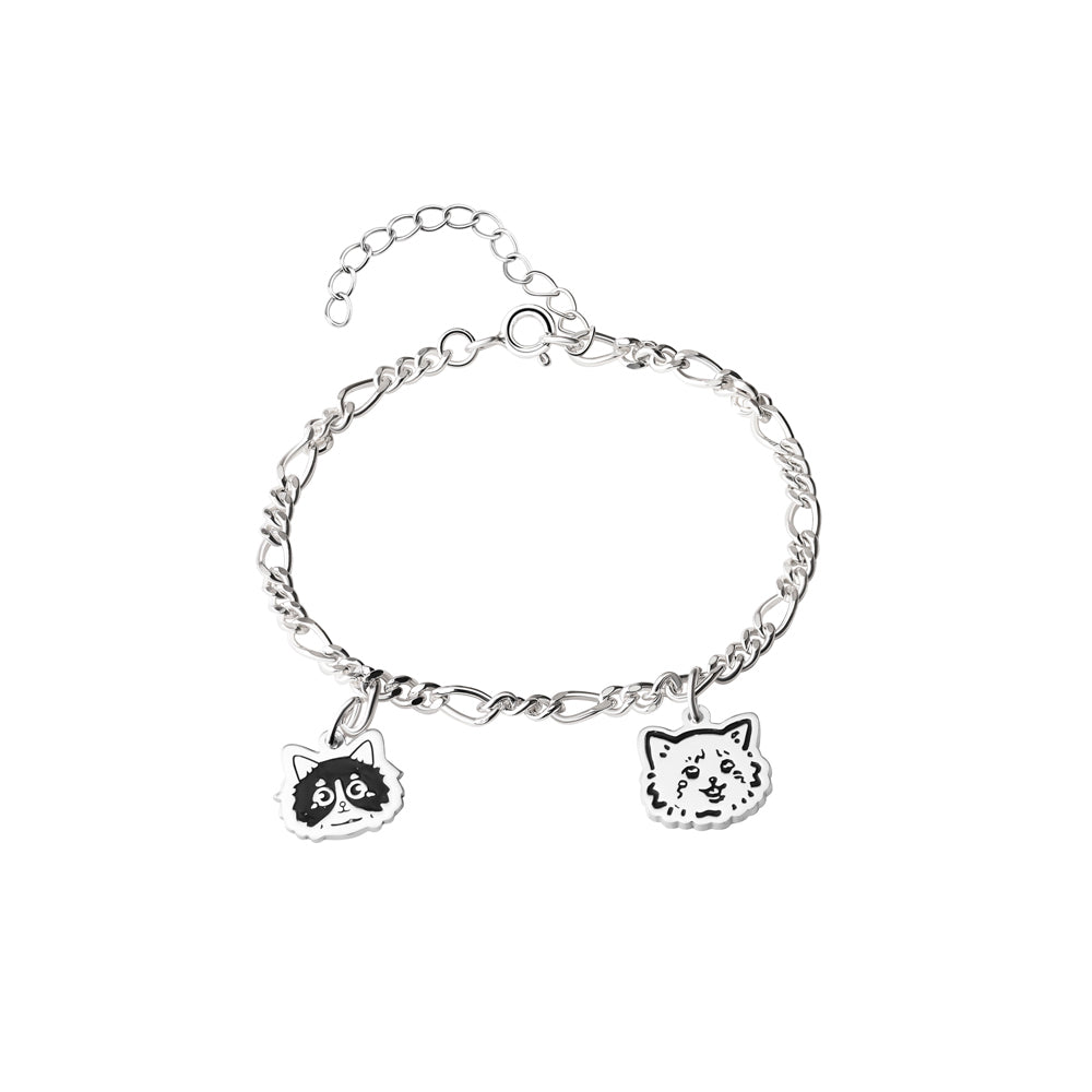 Cat Bracelet With Two Cat Charms