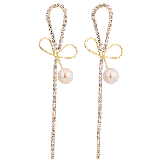 Pearl Earrings with Bowknot Design