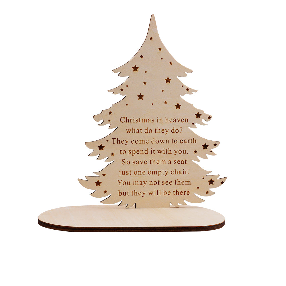 Merry Christmas in Heaven Memory Tealight Candlestick Holders Wooden Decoration for lost loved ones