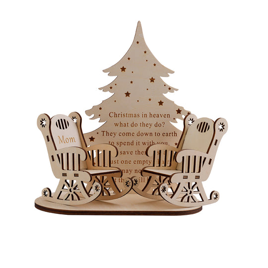 Merry Christmas in Heaven Memory Tealight Candlestick Holders Wooden Decoration for lost loved ones