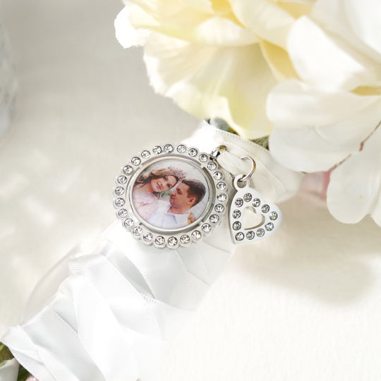 Engagement Gift Bouquet Pendant Photo Heart Keychain