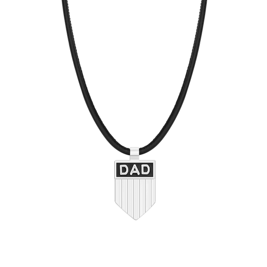 DAD Engraved Shield Pendant Necklace