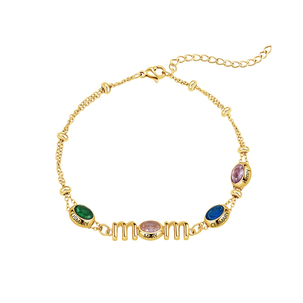 Custom Kids Name Birthstone Mom Bracelet