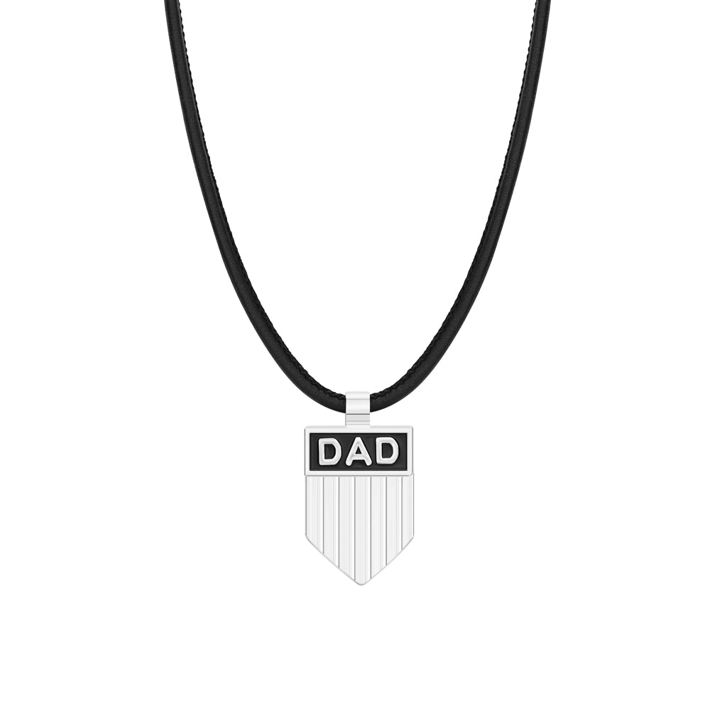 DAD Engraved Shield Pendant Necklace