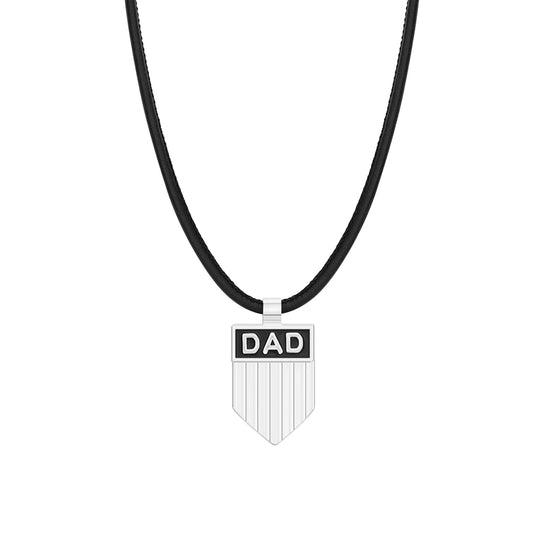 DAD Engraved Shield Pendant Necklace