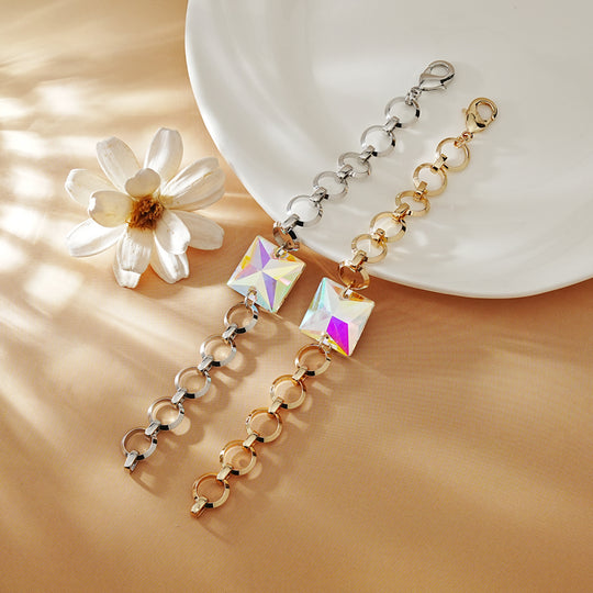 Square Cut Colorful Crystal Pavé Bracelet