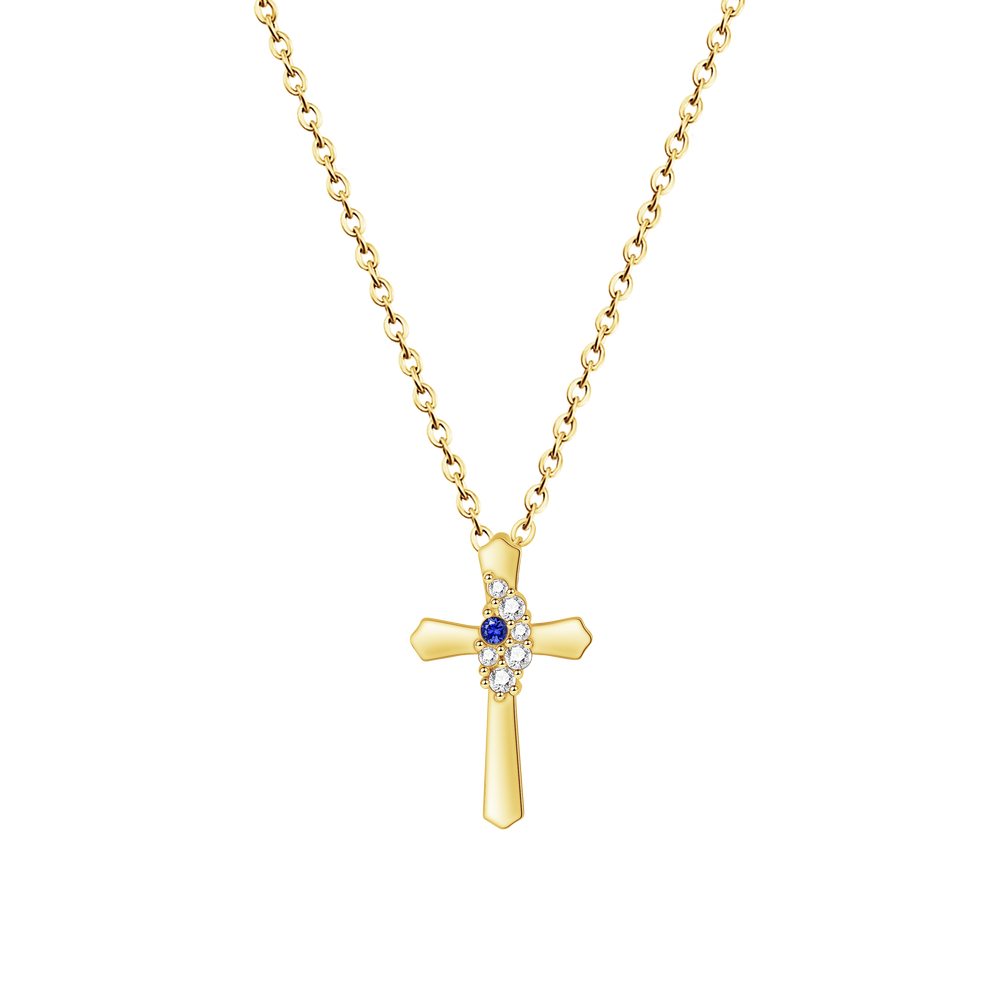 Sparkling Diamond Birthstone Cross Necklace