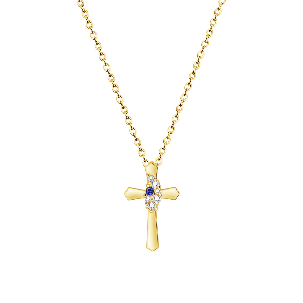Sparkling Diamond Birthstone Cross Necklace