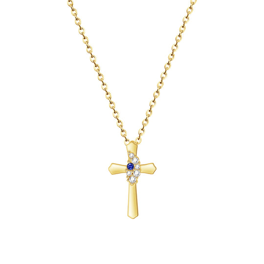 Sparkling Diamond Birthstone Cross Necklace