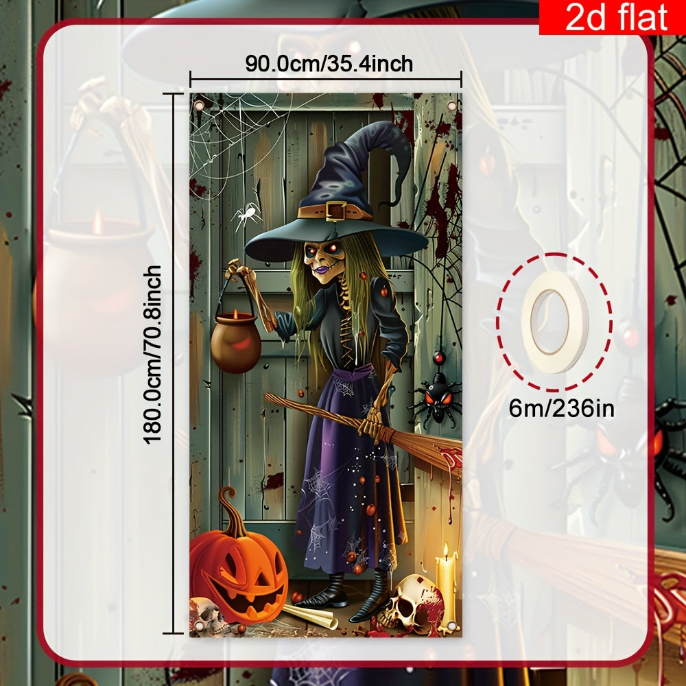 Halloween Witch Banner with Cauldron and Broomstick – Outdoor Durable Decor